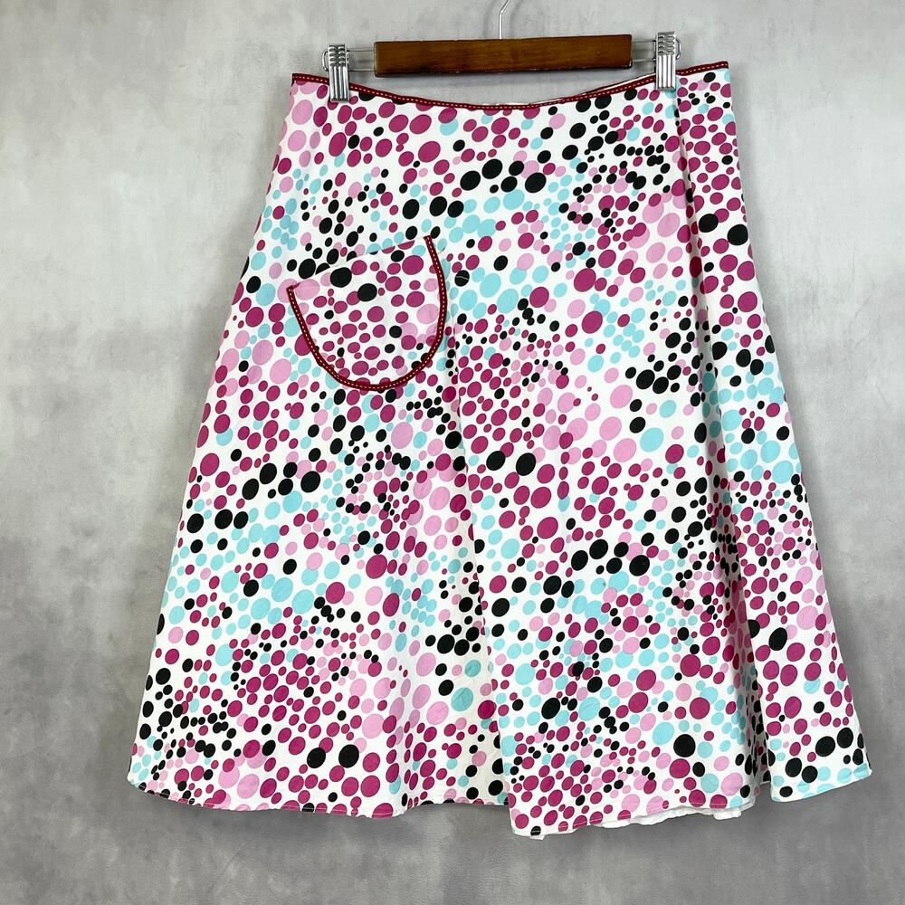 Lapis Womens Polka Dot A Line Skirt Medium USA Made Y2K Retro Festival Fun Artsy